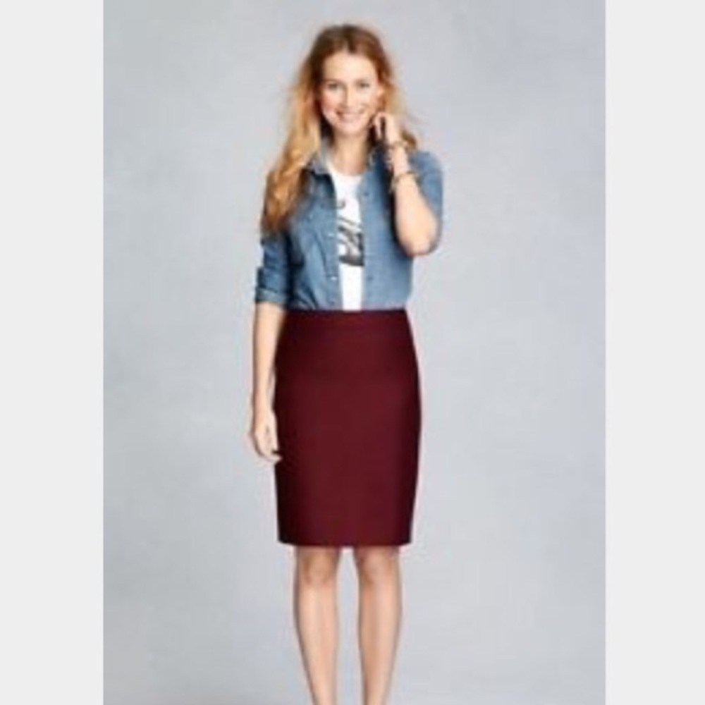 J. Crew No. 2 Pencil skirt in burgundy